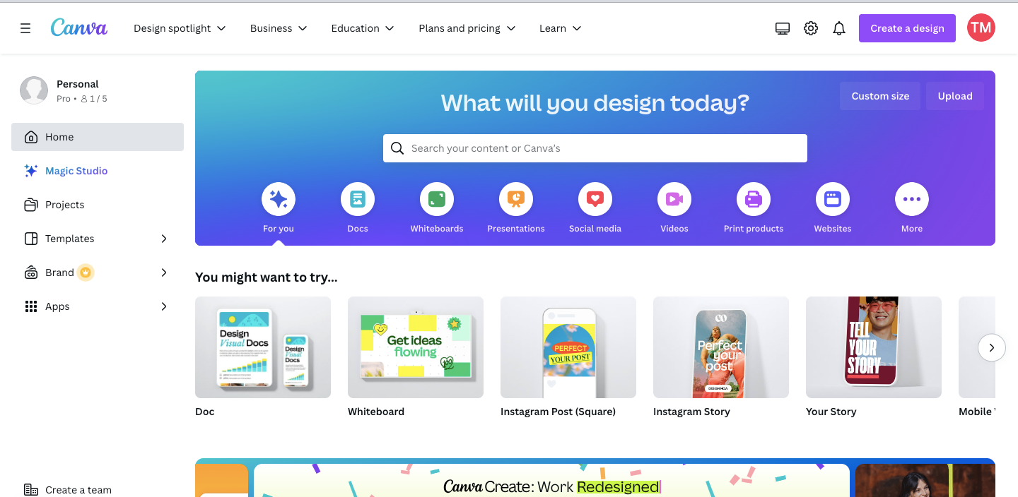 Canva website allows for AI art generation