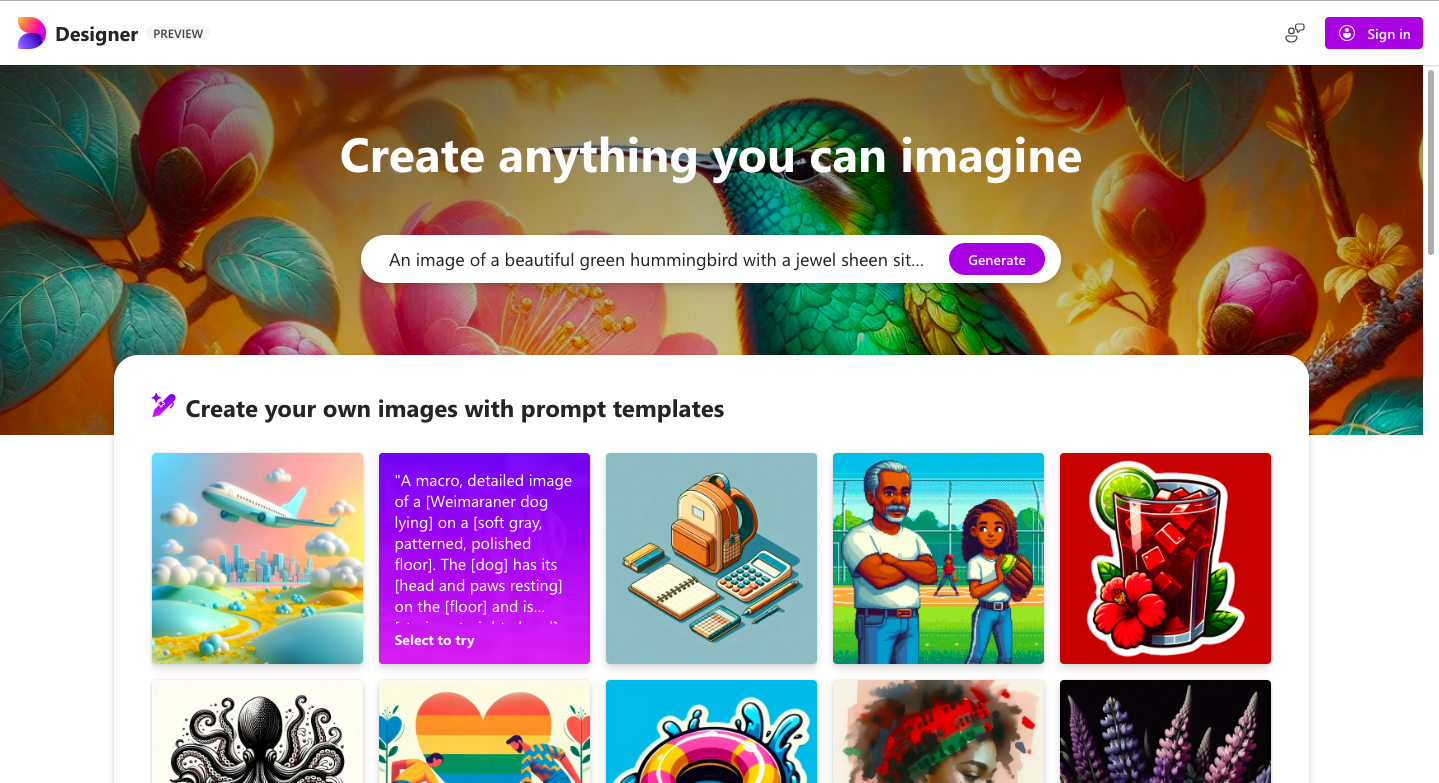 Microsoft Designer is a platform where you can create beautiful images through words using AI